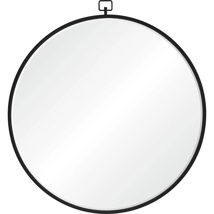 36” Round Black Mirror with Decorative Hook