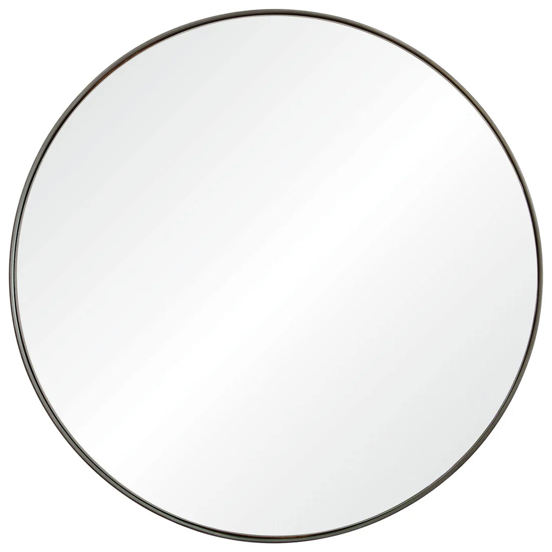 30” Round Brushed Silver Mirror