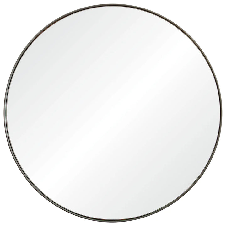 30” Round Brushed Silver Mirror