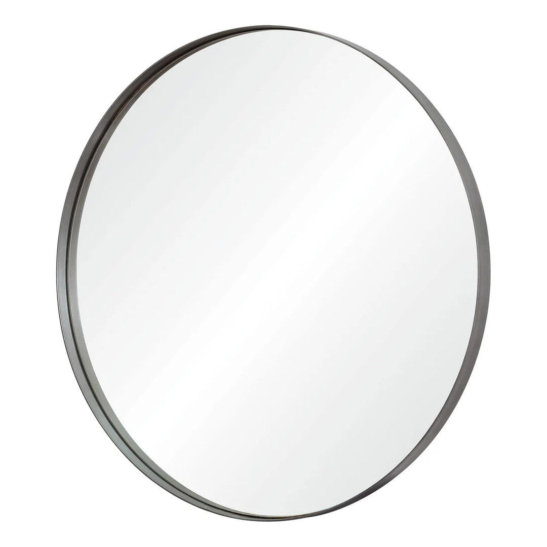 30” Round Brushed Silver Mirror