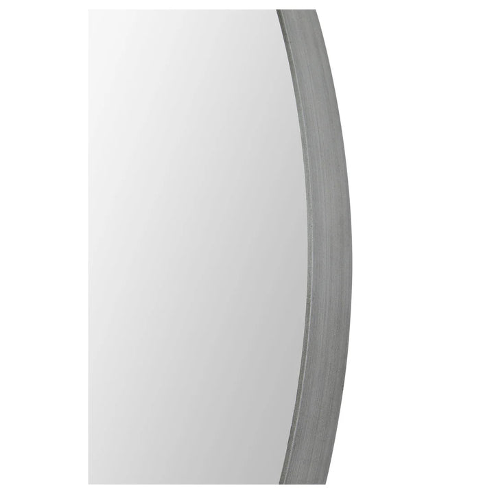 30” Round Brushed Silver Mirror