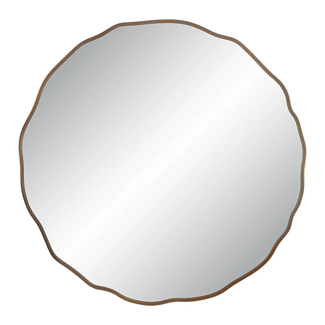 40” Round Wavy Brass Mirror