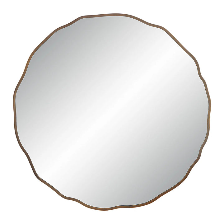40” Round Wavy Brass Mirror