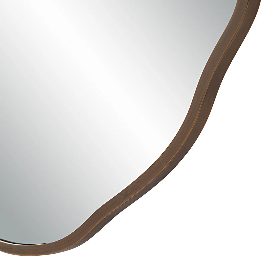40” Round Wavy Brass Mirror