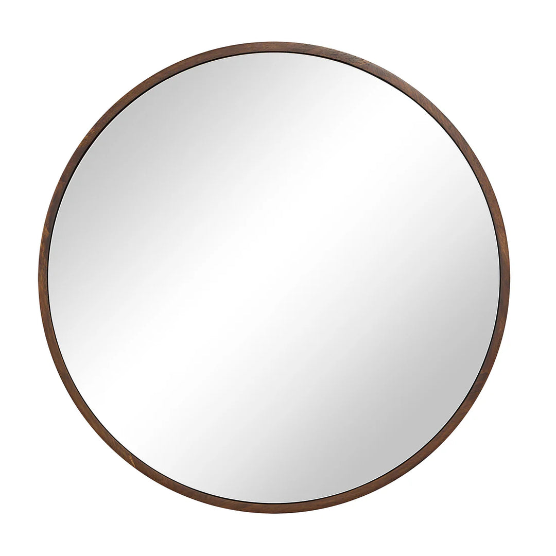 30” Round Wood Framed Mirror