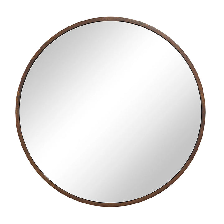 30” Round Wood Framed Mirror