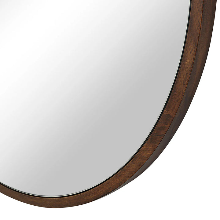 30” Round Wood Framed Mirror