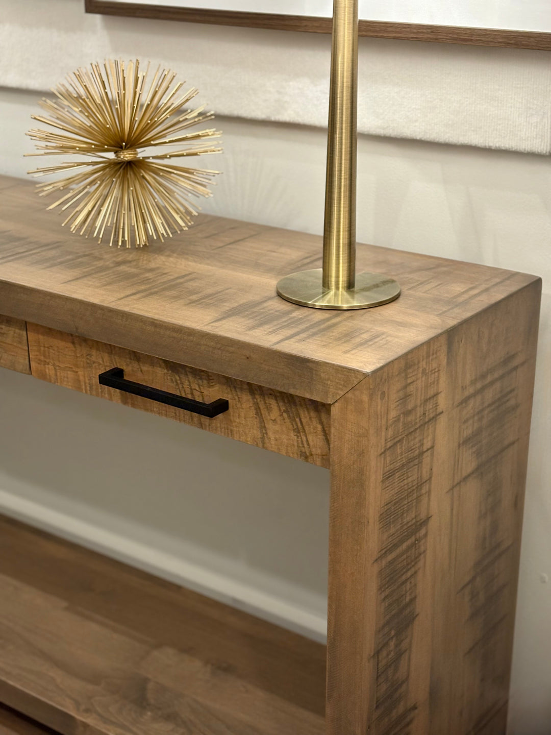 Waterfall Console Table with Drawers & Shelf
