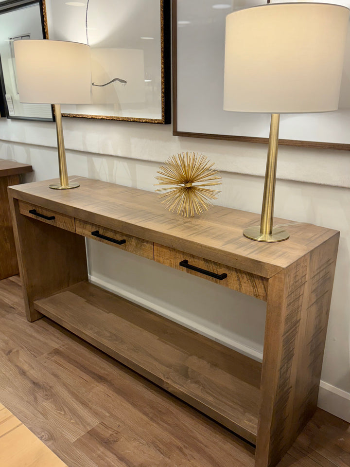 Waterfall Console Table with Drawers & Shelf