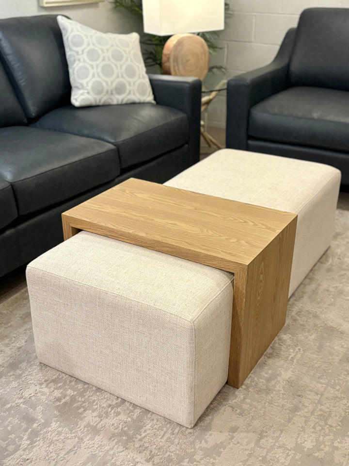 Bronte Ottoman with Blonde Oak Tray Table