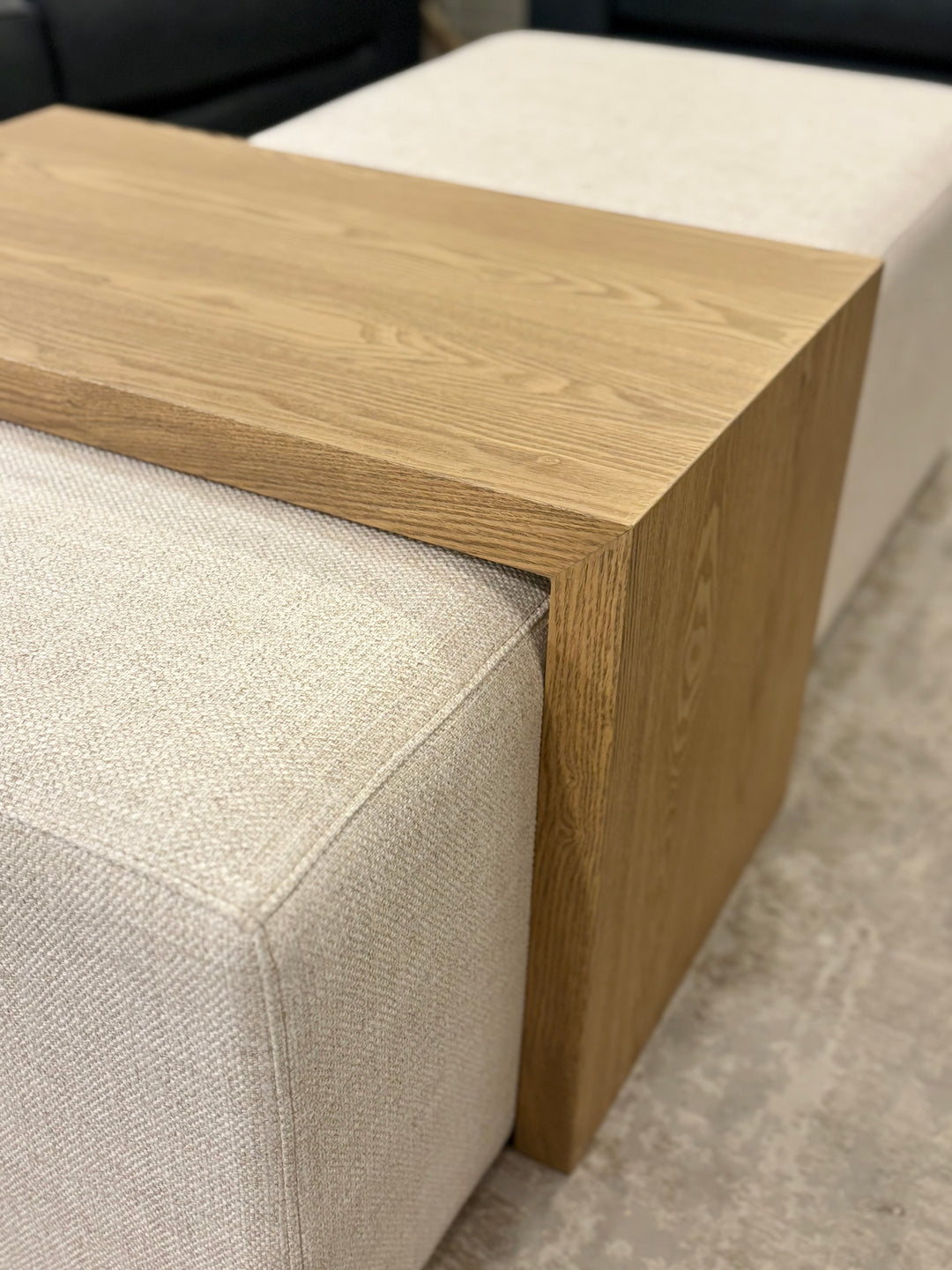 Bronte Ottoman with Blonde Oak Tray Table